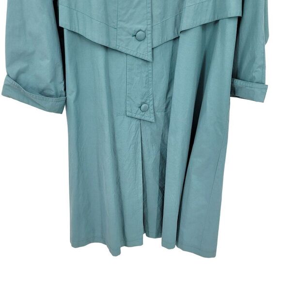 Vtg Bernardo Womens Robins Egg Blue Trench Coat Sz M Button Front City Chic - Picture 6 of 13